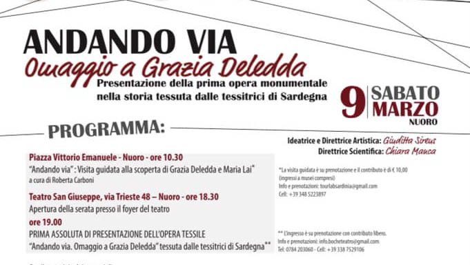 NUORO, Muravera protagonista il 9 marzo per il progetto dedicato a Grazia Deledda