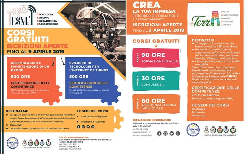 SARRABUS, Green e blue economy, al via i corsi, domande entro 2 aprile