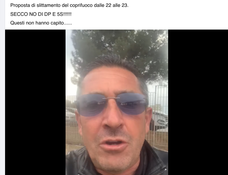 VILLASIMIUS, La rabbia dopo “no” di Pd e M5S a coprifuoco alla 23: “C’è aria di rivoluzione” (VIDEO)