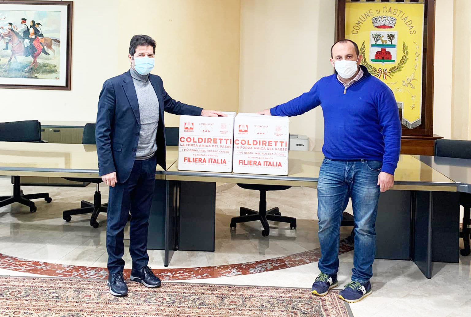CASTIADAS, Da Coldiretti pacchi dono con prodotti alimentari per le famiglie in difficoltà