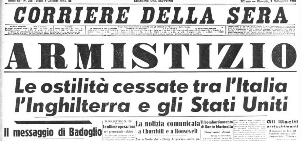 STORIA, L’armistizio dell’8 settembre 1943, la morte della Patria
