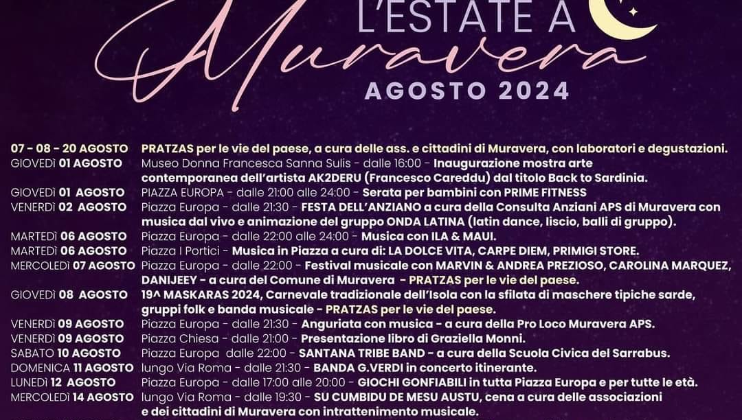 MURAVERA, Agosto ricco di eventi e spettacoli e a settembre il gran finale