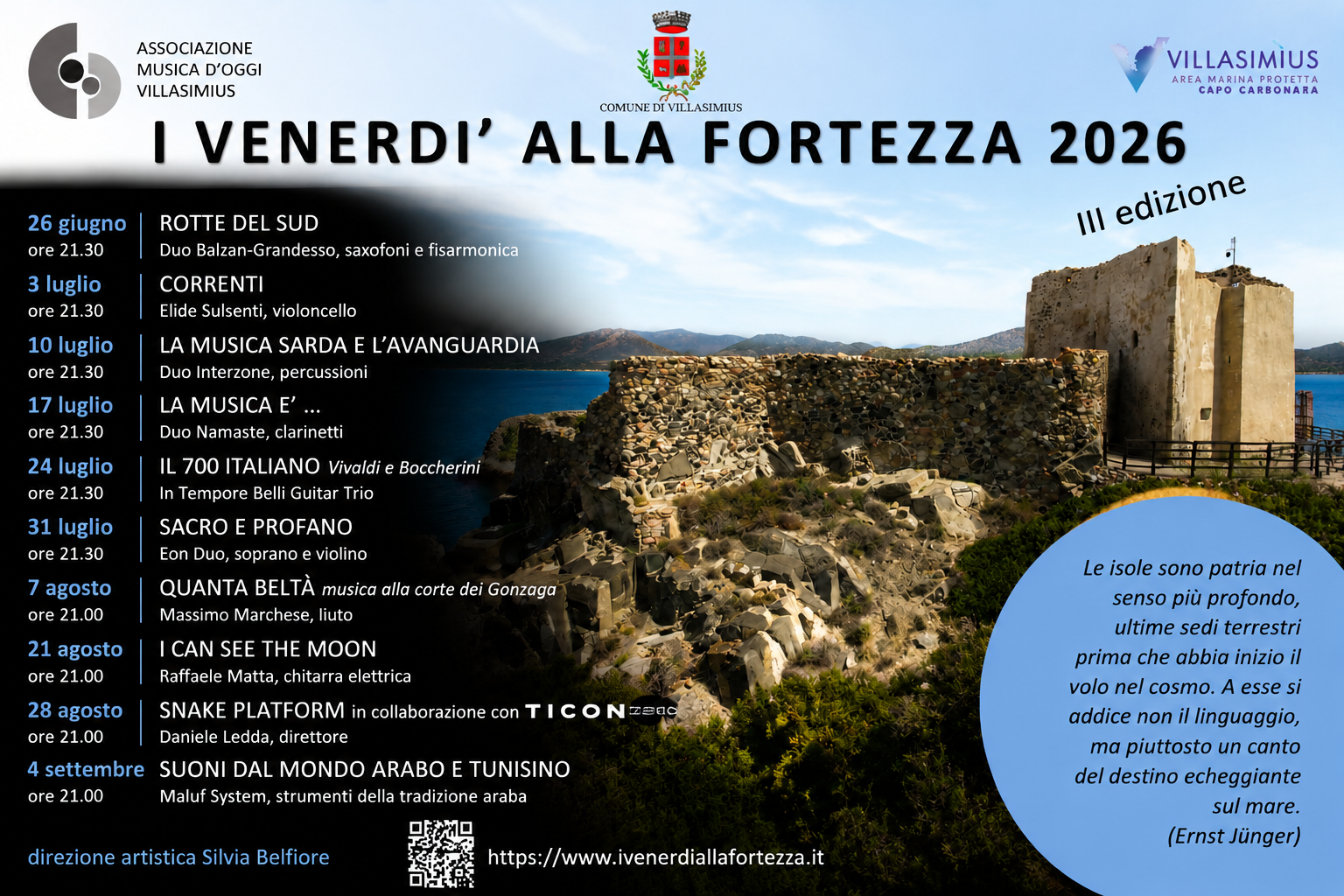 VILLASIMIUS, Tornano “I Venerdì alla Fortezza”, dieci serate tra musica e mare