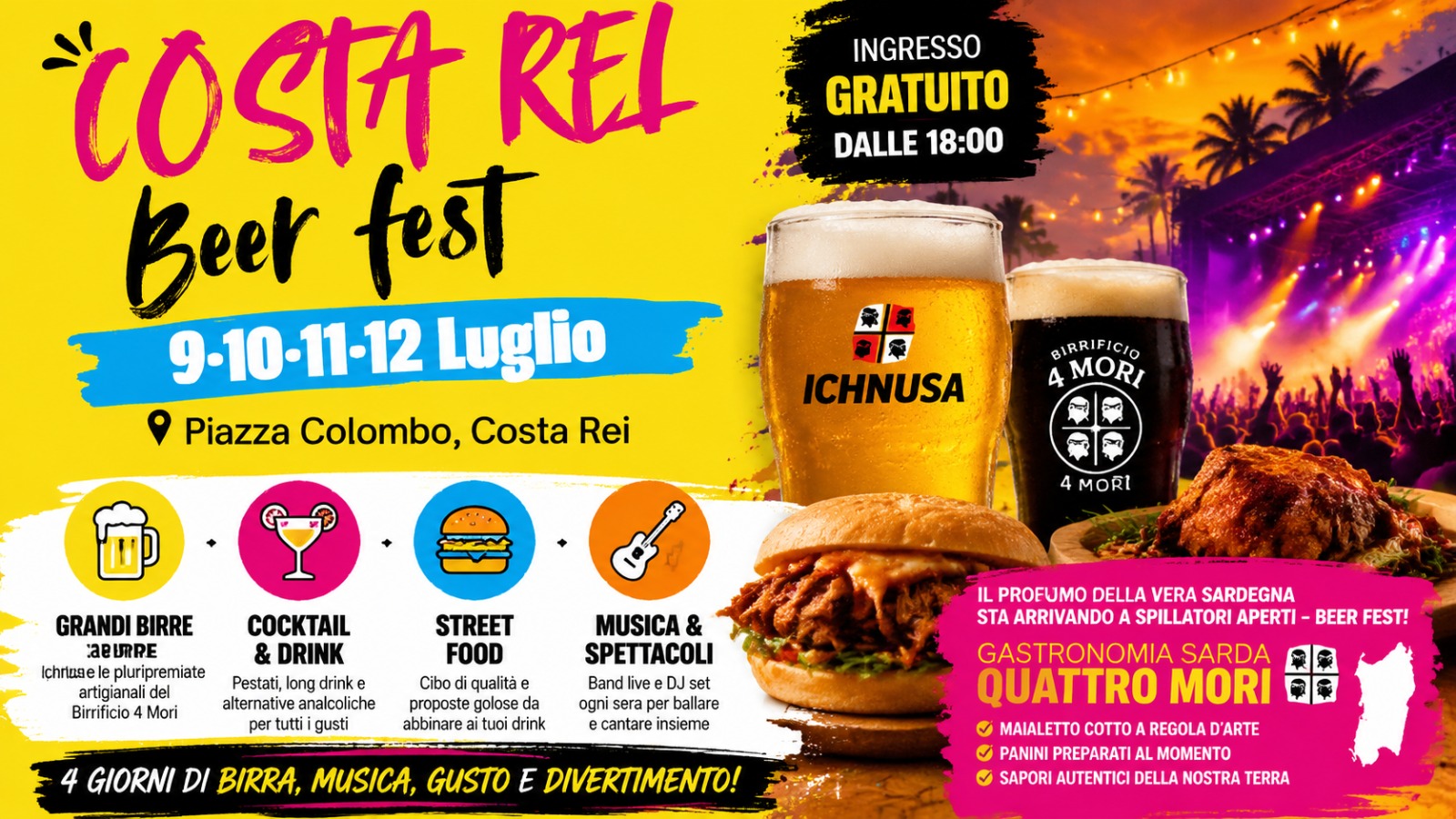 COSTA REI, 4 giorni di birra, musica e sapori con il Beer Fest 2026