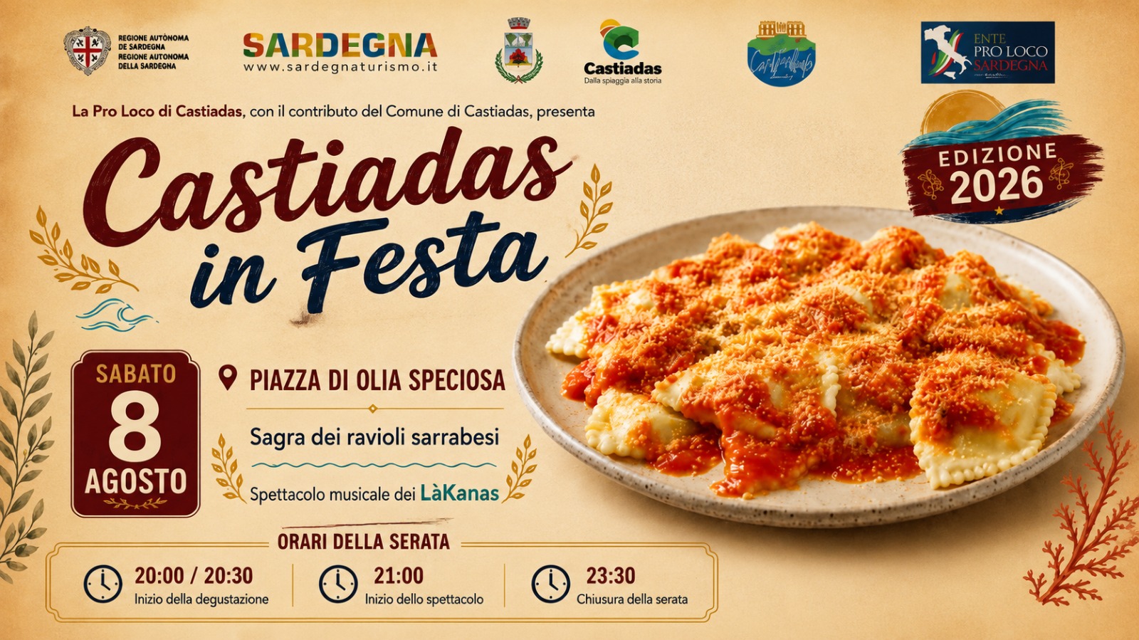 CASTIADAS, Ravioli sarrabesi e musica: Olia Speciosa si prepara alla festa