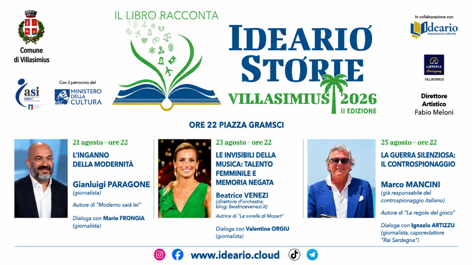 VILLASIMIUS, Tre serate con i grandi protagonisti: Paragone, Venezi e Mancini sul palco di Ideario