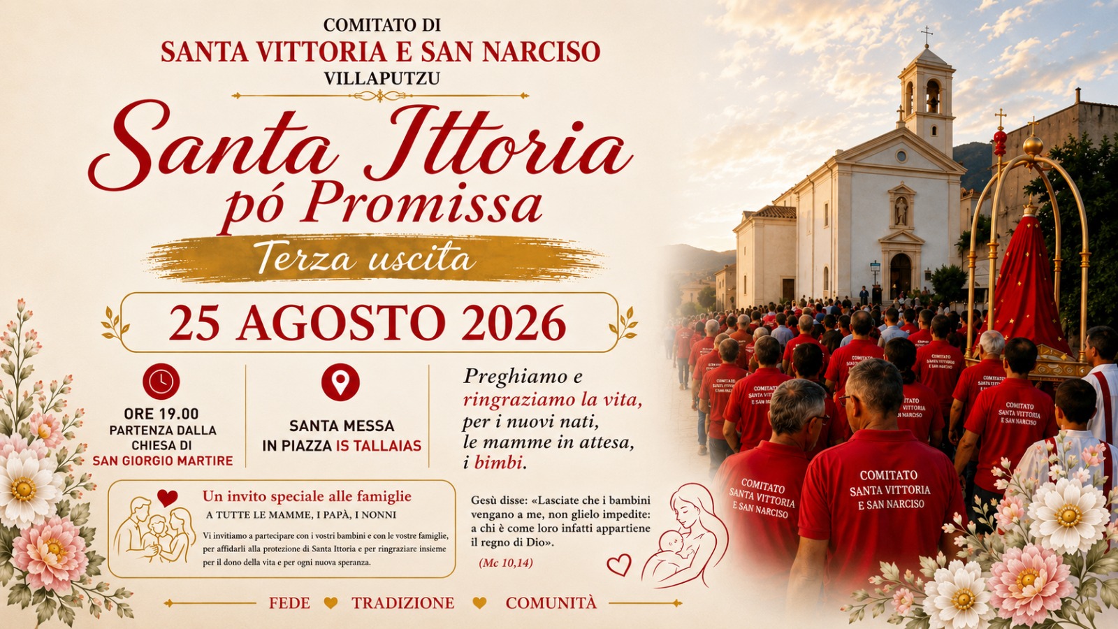 VILLAPUTZU, “Santa Ittoria pó Promissa”: il paese prega per i bambini, le famiglie e le mamme in attesa