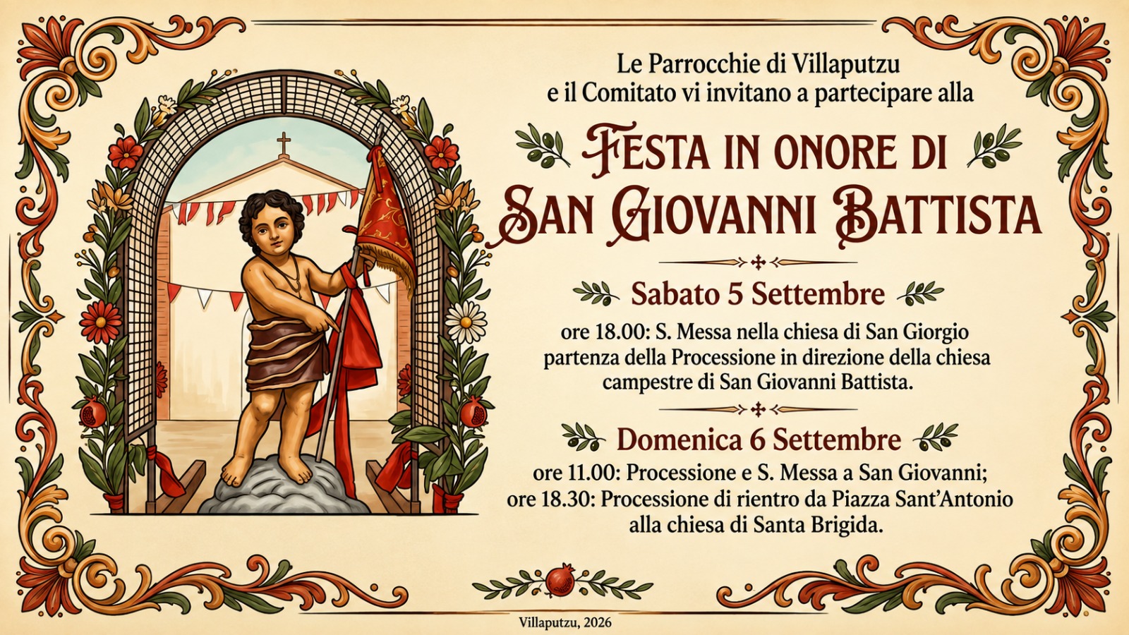 VILLAPUTZU, Due giorni di festa per San Giovanni Battista che torna nella sua chiesa campestre