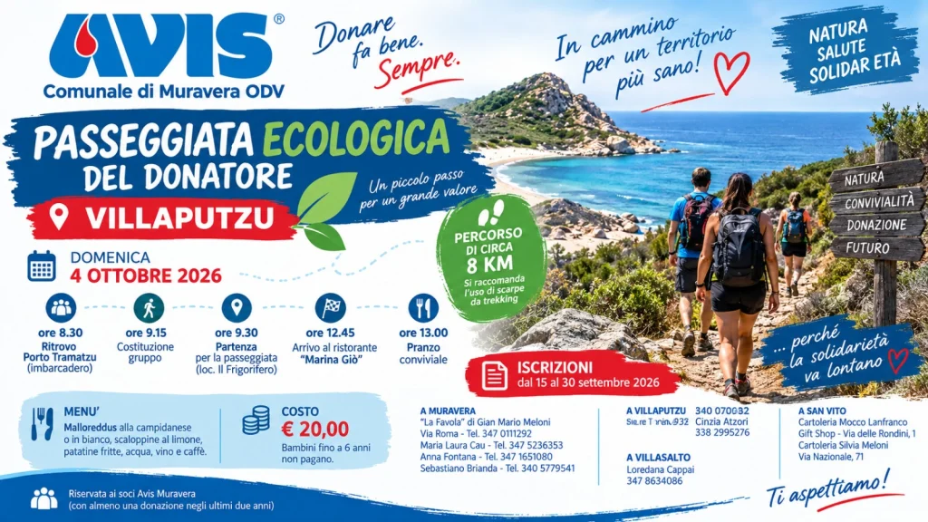 VILLAPUTZU, L’Avis porta i donatori in cammino con la passeggiata ecologica