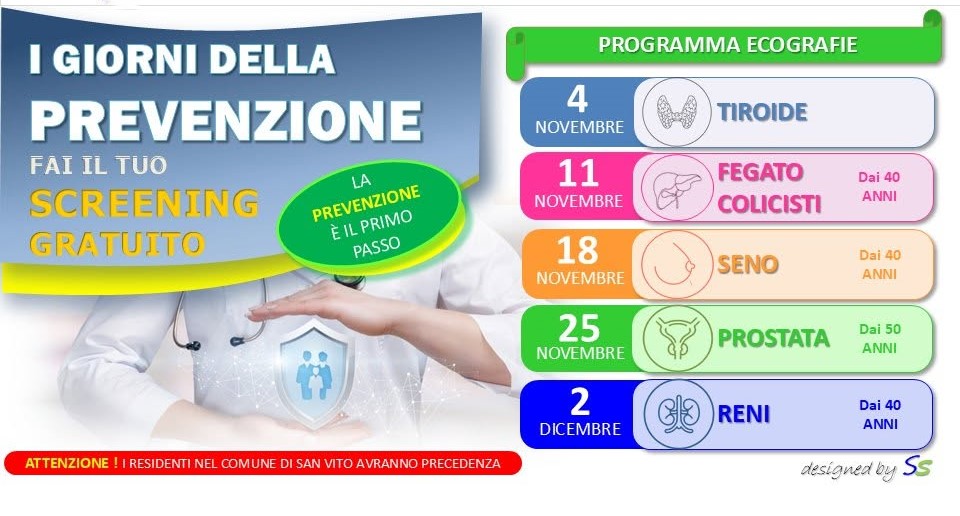 SAN VITO, Controlli gratuiti per la salute: 270 posti per le ecografie