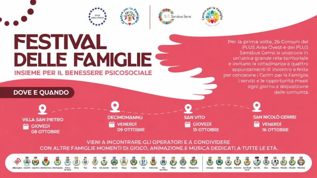 SARRABUS-GERREI, Il Festival delle Famiglie approda a San Vito e San Nicolò Gerrei